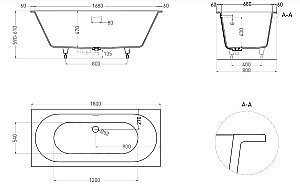 Ванна Salini Ornella AXIS S-Sense 180x80 103511GF RAL купить в интернет-магазине Sanbest