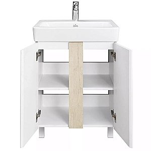 Тумба с раковиной Акватон Кантри 60 белая/дуб верона для ванной в интернет-магазине Sanbest