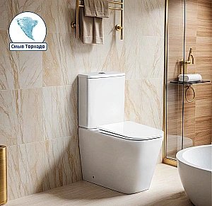 Унитаз напольный CeruttiSpa Manlio Tornado 10618 белый, безободковый, с крышкой микролифт, слив-торнадо купить в интернет-магазине Sanbest