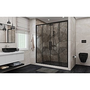 Душевая дверь DTO FB2 190-210 98865 с рисунком/профиль черный купить в интернет-магазине Sanbest