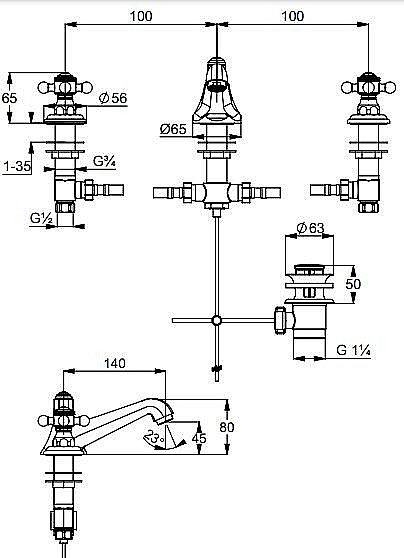 Смеситель для раковины Kludi 1926 510464520 золото купить в интернет-магазине сантехники Sanbest