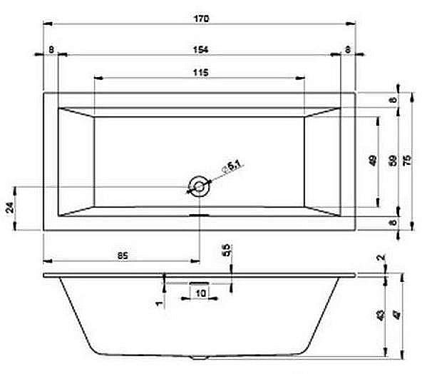 Акриловая ванна Riho Rething Cubic Fall 170x75 B105013005 белая купить в интернет-магазине Sanbest