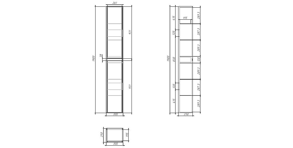 Пенал Dreja SLIM 99.0505 30 белый глянец/бетон для ванной в интернет-магазине сантехники Sanbest