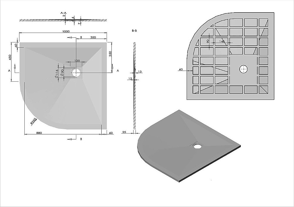 Душевой поддон Vincea VST-4SQ1010W 100х100 белый матовый купить в интернет-магазине Sanbest