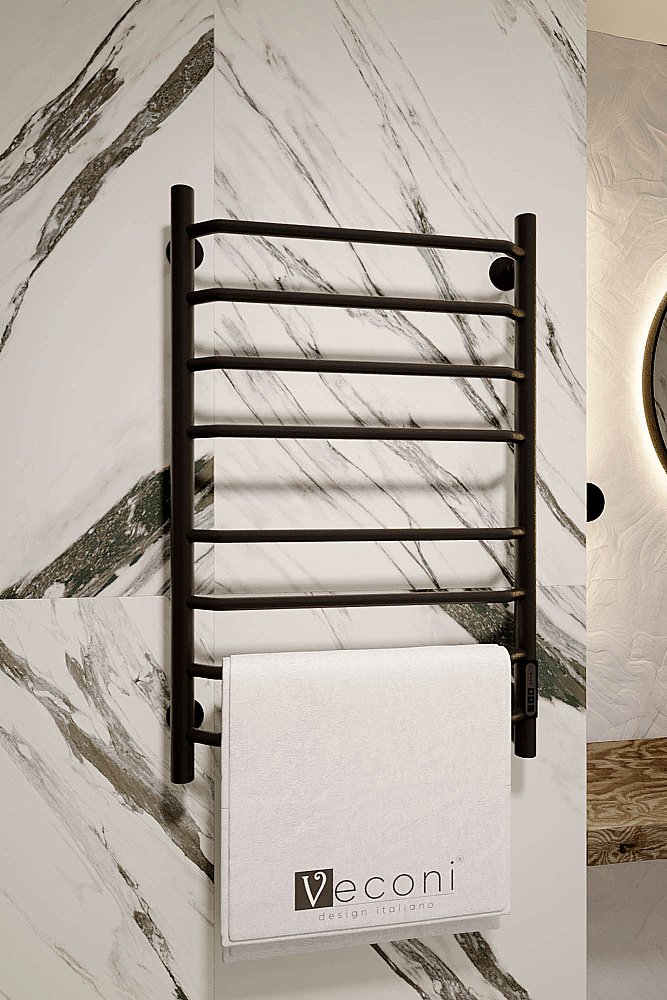 Полотенцесушитель электрический Veconi Cantu-A C8050B-A черный купить в интернет-магазине сантехники Sanbest