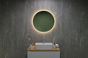 Зеркало Art&Max ASTI AM-Ast-800-DS-FNC-Gold в ванную от интернет-магазине сантехники Sanbest