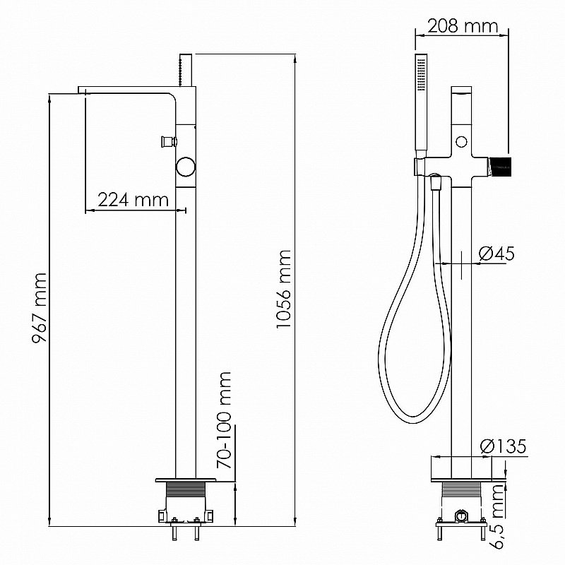 Смеситель для ванны WasserKRAFT Fulda 5221 черный матовый купить в интернет-магазине сантехники Sanbest