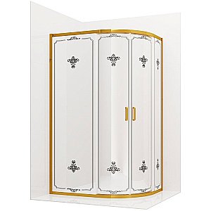 Душевой уголок Ambassador Royal 18015301 120х80 стекло белое с декором/профиль золото купить в интернет-магазине Sanbest