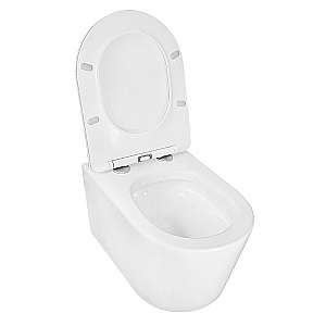 Унитаз подвесной Azario Ollin AZ-0513R белый, безободковый, с крышкой микролифт, слив торнадо купить в интернет-магазине Sanbest