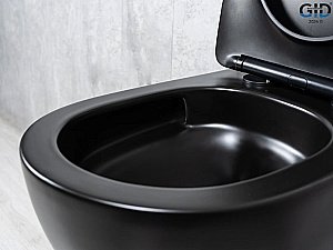 Унитаз подвесной Gid Tr2122TF-Bm черный матовый, безободковый, с крышкой микролифт, слив торнадо купить в интернет-магазине Sanbest