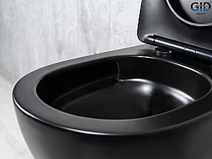 Унитаз подвесной Gid Tr2122TF-Bm черный матовый, безободковый, с крышкой микролифт, слив торнадо купить в интернет-магазине Sanbest