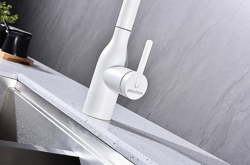 Смеситель для кухни Paulmark Viper Vi213105-WH белый матовый купить в интернет-магазине сантехники Sanbest