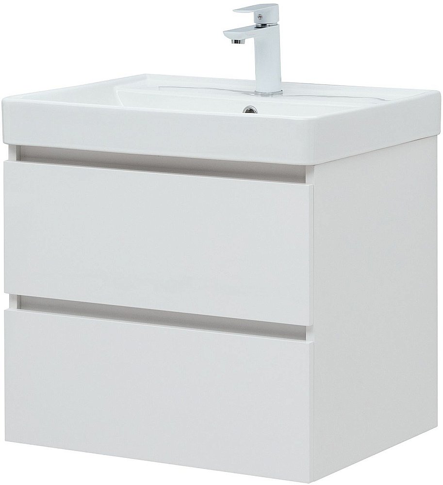 Тумба с раковиной Aquanet Вега 60 белый глянец для ванной в интернет-магазине Sanbest