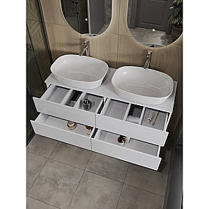 Тумба с раковиной Orange Otto 130 Ot-130TuMDF+B08-500W белая глянцевая для ванной в интернет-магазине Sanbest