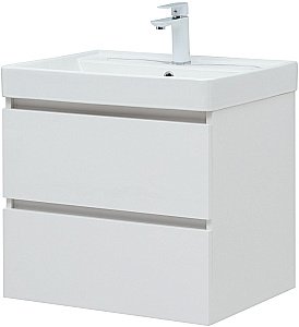 Тумба с раковиной Aquanet Вега 60 белый глянец для ванной в интернет-магазине Sanbest