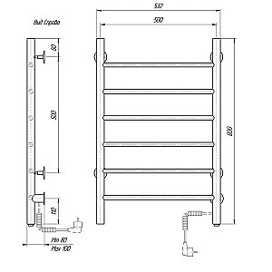 Полотенцесушитель электрический Domoterm Классик DMT 109-6 50x80 EK хром купить в интернет-магазине сантехники Sanbest