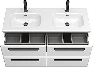 Тумба с раковиной Cezares ECO-CER-N 120 ECO-CER-N-1200-4C-SO-2-BL белая глянцевая для ванной в интернет-магазине Sanbest