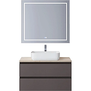Тумба с раковиной и столещницей BelBagno 80 KRAFT-800-2C-SO-GSO+KEP-80-MCO темно-серая матовая для ванной в интернет-магазине Sanbest