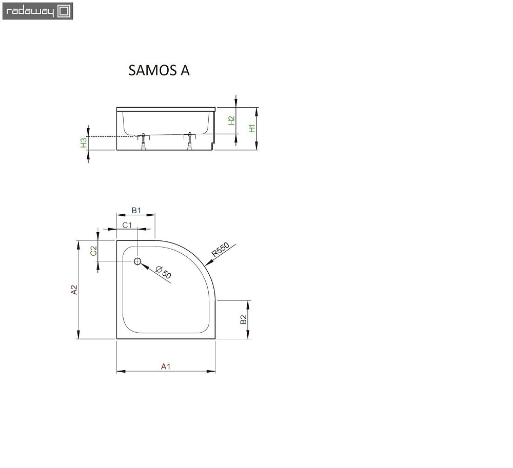 Душевой поддон Radaway Samos A 90х90 купить в интернет-магазине Sanbest