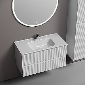 Тумба с раковиной Sancos Snob R 90 SNR90W белая матовая для ванной в интернет-магазине Sanbest