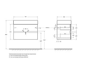 Тумба с раковиной Cezares Molveno 46 80 Nero для ванной в интернет-магазине Sanbest