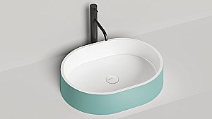 Раковина накладная Salini GLORIA 10 1102211MRH 56 из искусственного камня S-Stone, белая матовая, цвет по RAL снаружи купить в интернет-магазине Sanbest