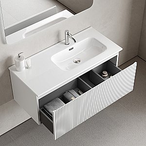 Тумба с раковиной Sancos Snob R 1.0 SNR1.0100LW/SNR1.0100RW Bianco для ванной в интернет-магазине Sanbest