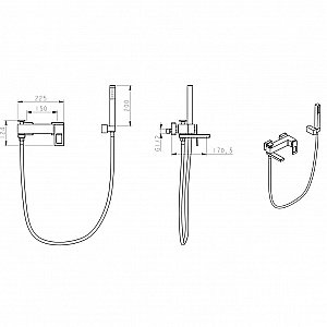 Смеситель для ванны Boheme Q 143-BR.2 черный/ручка красная изогнутая купить в интернет-магазине сантехники Sanbest