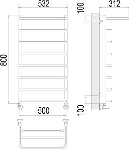 Полотенцесушитель водяной Terminus Полка П8 500х800 купить в интернет-магазине сантехники Sanbest