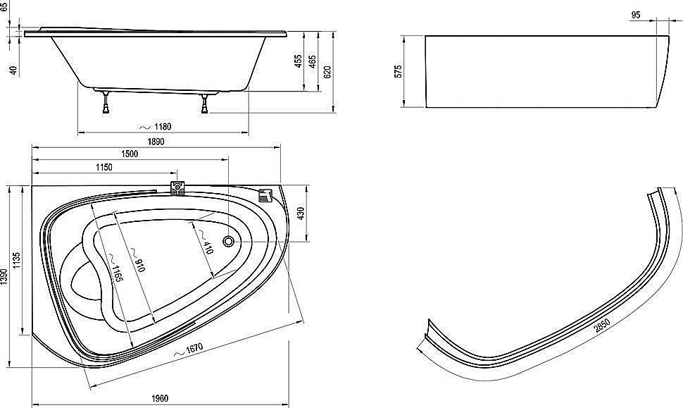 Ванна акриловая Ravak Love Story II 139х186 купить в интернет-магазине Sanbest