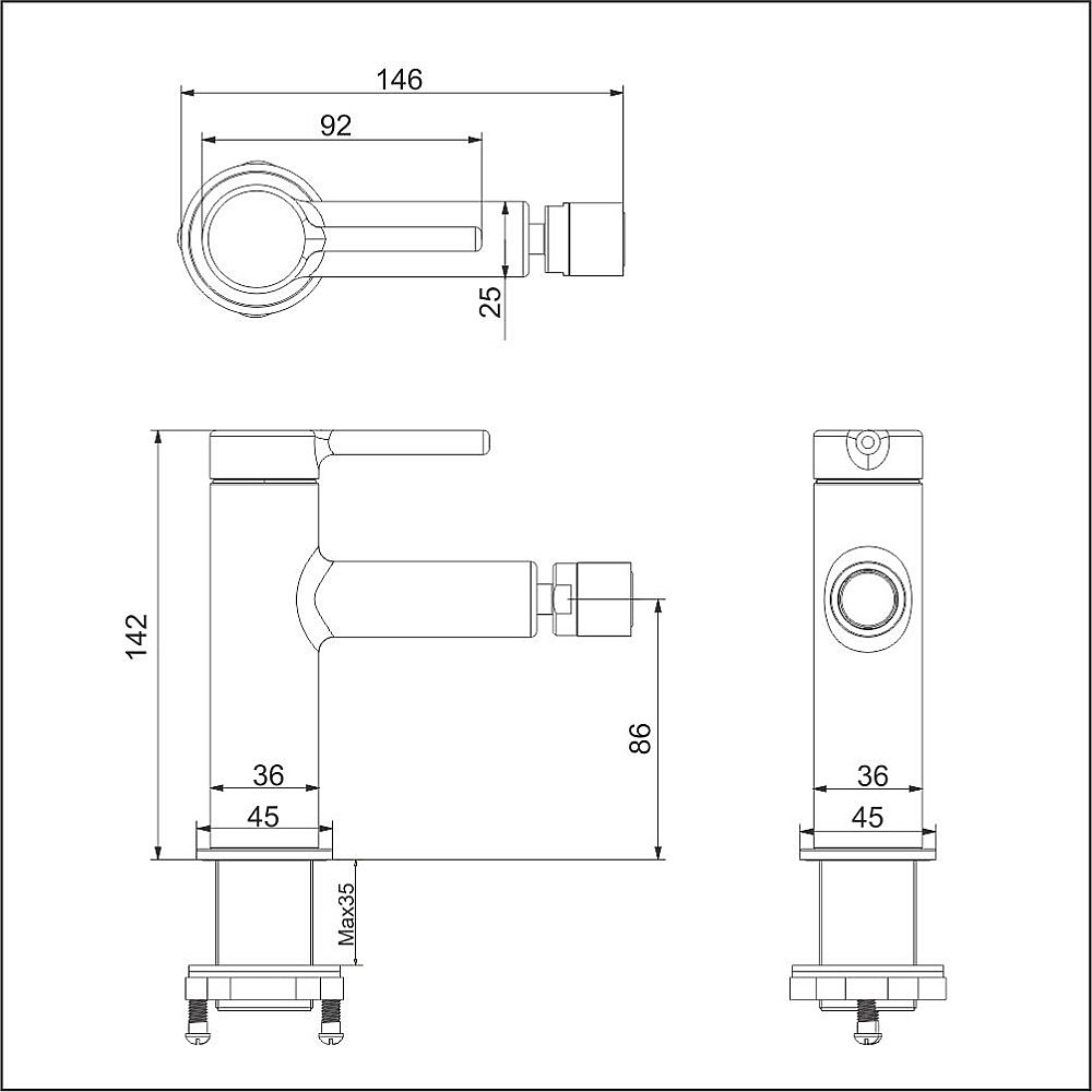 Смеситель для биде EXCELLENT Pi AREX.1203BL черный матовый купить в интернет-магазине сантехники Sanbest