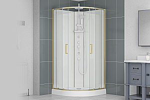 Душевая кабина Royal Bath BERN RB90HK-WT- GD 90x90 стекло прозрачное/профиль золотой купить в интернет-магазине Sanbest