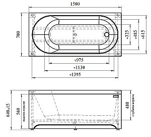 Ванна акриловая Vannesa Виктория 2-78-0-0-1-250Р 150х70 купить в интернет-магазине Sanbest