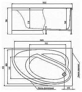 Акриловая ванна Alex Baitler Nero 150х95 купить в интернет-магазине Sanbest