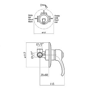 Смеситель для душа Webert Aurora AU880101060 медь купить в интернет-магазине сантехники Sanbest