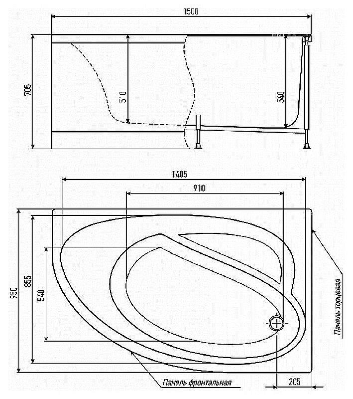 Акриловая ванна Alex Baitler Nero 150х95 купить в интернет-магазине Sanbest
