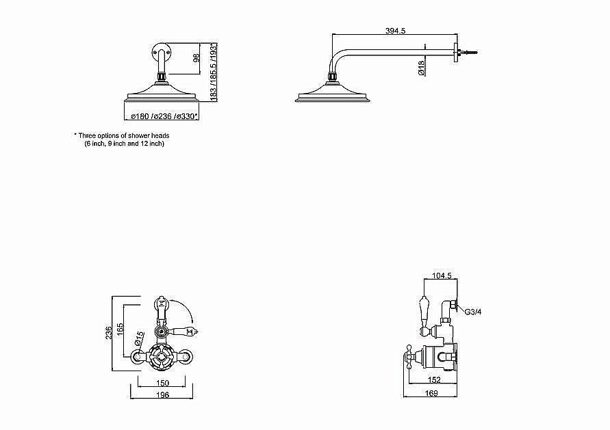 Душевая система Burlington Avon AF1S+V16 купить в интернет-магазине сантехники Sanbest