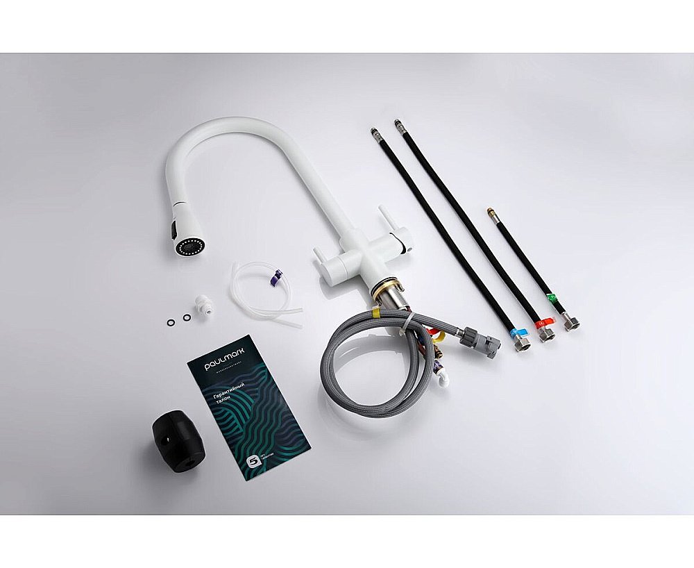 Смеситель для кухни Paulmark Lange La214212-WH белый матовый купить в интернет-магазине сантехники Sanbest