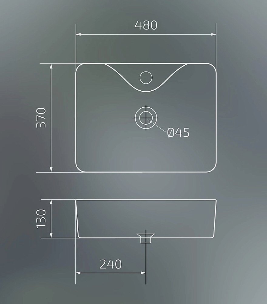 Раковина накладная Gid Geometrico 48 N9091 51176 белая купить в интернет-магазине Sanbest
