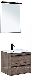Тумба с раковиной Aquanet Lino 60 Дуб Веллингтон для ванной в интернет-магазине Sanbest