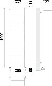Полотенцесушитель водяной с полочкой Terminus Аврора П20 300х1000 купить в интернет-магазине сантехники Sanbest