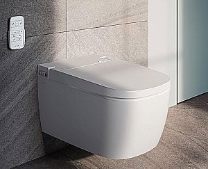 Унитаз подвесной Vitra V-Care Basic 5674B003-6193 безободковый, с крышкой микролифт купить в интернет-магазине Sanbest