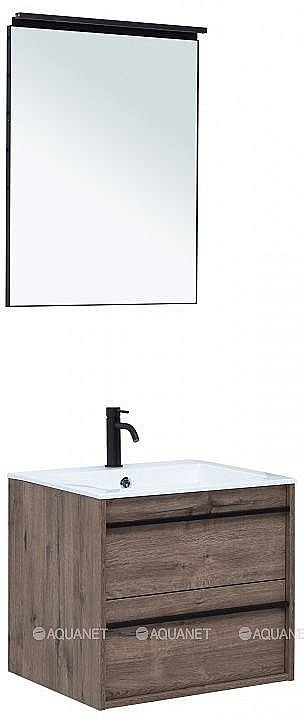 Тумба с раковиной Aquanet Lino 60 Дуб Веллингтон для ванной в интернет-магазине Sanbest