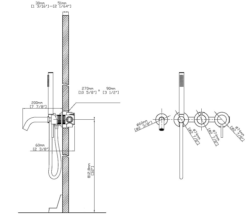 Смеситель для ванны Vincea Groove VBTW-4G1BG брашированное золото купить в интернет-магазине сантехники Sanbest