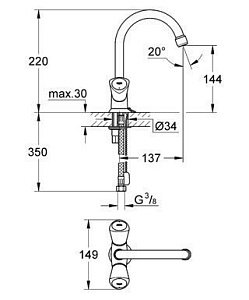 Смеситель для раковины Grohe Costa S 21338 001 купить в интернет-магазине сантехники Sanbest