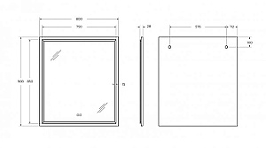 Зеркало Cezares INTERNI 80х90 CZR-SPC-INT-800-900-LED-TCH-WARM-BORO брашированное золото в ванную от интернет-магазине сантехники Sanbest