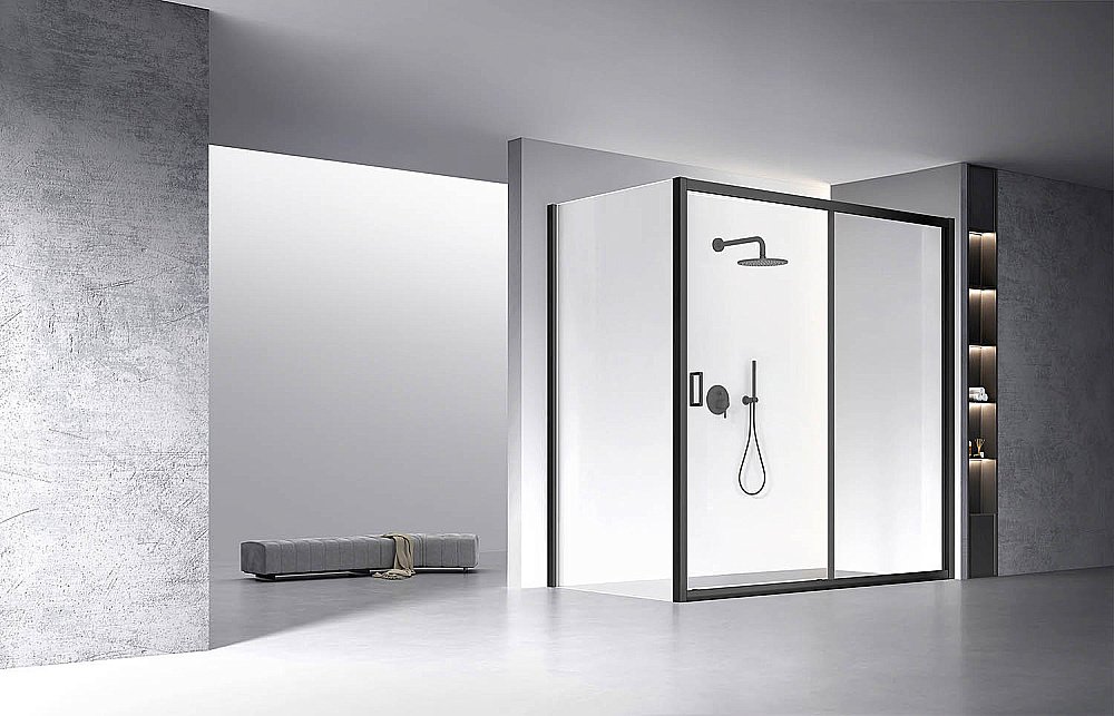 Душевой уголок Veconi Rovigo RV060B-180100-01-C5 180х100 стекло прозрачное/профиль черный матовый купить в интернет-магазине Sanbest