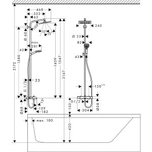 Душевая система Hansgrohe Crometta E Showerpipe 240 1jet 27298000 купить в интернет-магазине сантехники Sanbest