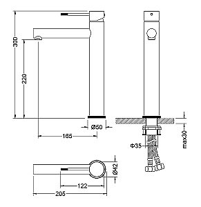 Сместель для раковины Timo SAONA 2311/18F черное золото купить в интернет-магазине сантехники Sanbest