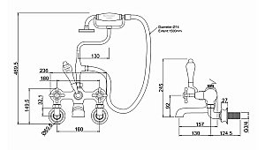 Смеситель для ванны Burlington Regent CLR17-QT GOLD золото купить в интернет-магазине сантехники Sanbest